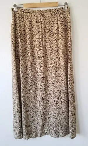 DUE Per Due 100% Silk Tan Brown Chevron Maxi Skirt‎ Size 4P thumbnail 1