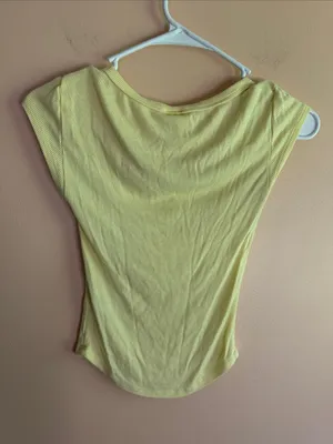 No Boundaries Pale Yellow Ribbed Scoop Neck Crop Top thumbnail 5