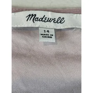 Madewell Signature Poplin Patchwork Peplum Top XL Warm Thistle Cotton thumbnail 2