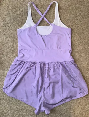 Romp around town TCEC purple cutout athletic romper from hazel & olive boutique thumbnail 3