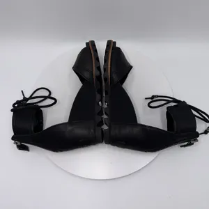 Sorel Joanie Black Leather Ankle Lace Up Wedge Heels Sandals Women's‎ Size 9 thumbnail 4