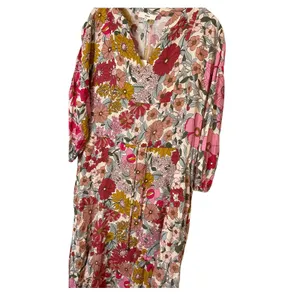 Entro Floral Print Maxi Dress Long Sleeve V Neck Bohemian Cottagecore Style‎ thumbnail 2