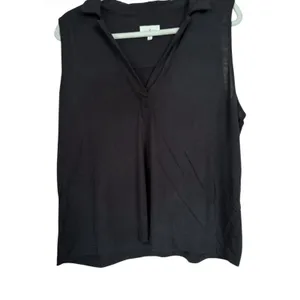 Lou & Grey Womens Sz L Black Sleeveless Stretch Pullover Top Shirt Collared thumbnail 3
