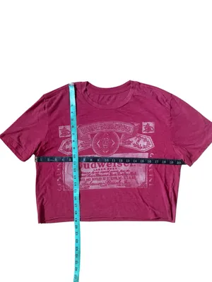 Budweiser Pink Cropped Graphic Tee Size Large thumbnail 3