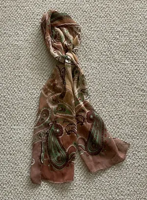 Chico’s Silken Scarf Sheer Patterned Paisley Business Professional FLAW thumbnail 1