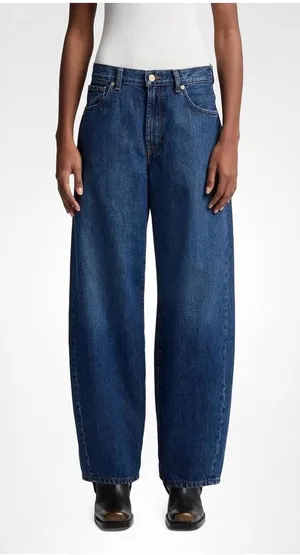 7 For All Mankind Womens High Waisted Barrel Leg Jeans Blue Denim Size 28 NWT thumbnail 1