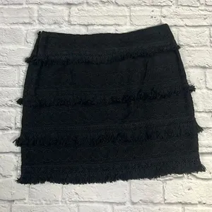 Anthropologie HD in Paris black eyelet fringe skirt thumbnail 4