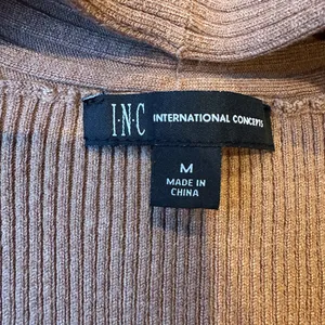 INC Warm Toffee V-Neck Crossover Ribbing & Subtle Pull Over Sweater Sz M thumbnail 8