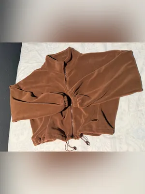 ANRABESS Relaxed Cropped Bomber Jacket in Brown Size M thumbnail 2