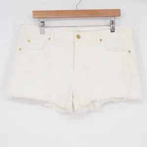 7 For All Mankind Womens White Denim Cut Off Shorts Frayed Hem Size 32 thumbnail 2