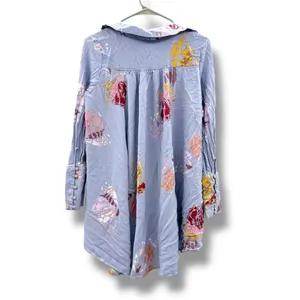 Free People Field of Butterflies‎ Tunic Top Women's Small Blue Floral Boho thumbnail 3