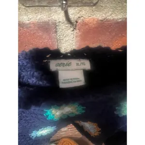 Aerie Navy Crochet Granny Square Puff Sleeve Crop Top XL thumbnail 3