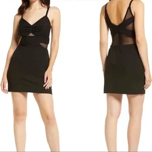 MORGAN & CO. mesh panel mini dress black SIZE 3 thumbnail 2