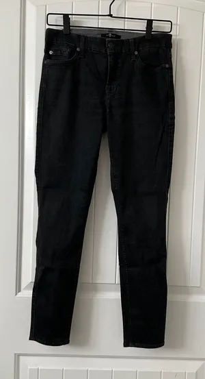 7 For‎ All Mankind Ankle Skinny Jeans Black Wash Denim Size 28 thumbnail 1