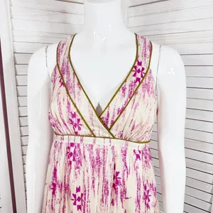 Loft Silk Ikat Tribal Print Maxi Dress Sundress Pink Cream Size‎ 2 thumbnail 7