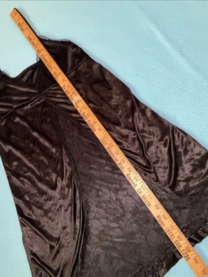 Unbranded satin silky floral lace front panel slip lingerie chemise black size M thumbnail 9