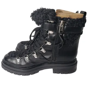 Circus by Sam Edelman Combat Boots Womens 7 Black Faux Leather Shearling Gretchen thumbnail 3