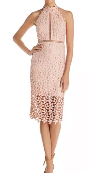 BARDOT Gemma Lace‎ Halter Dress in Light Champagne Pink XS thumbnail 1