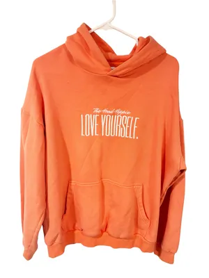 The Hood Hippie Orange Love Yourself Pullover Hoodie Hooded Sweatshirt Size XL thumbnail 1