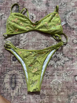 SHEIN Green Sequin Sparkle Bathing Suit Set thumbnail 1