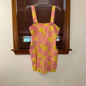 NWT $148 Anthropologie x Hutch Pink Lemon Short Front Patch Pockets Overalls S thumbnail 3