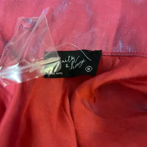 Milk & Honey Red Pink Sheer Crop Top Twist Front Long Sleeve Blouse Size Medium thumbnail 6
