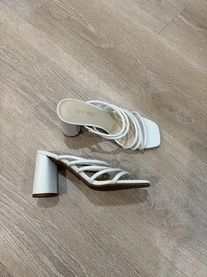 Nine West Women’s Girlie Square Toe Strappy Dress Sandals – White, Size 8 thumbnail 5