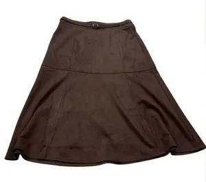 Marc New‎ York Skirt Womens XL Espresso Faux Suede A-Line Midi M5MSE217 Academia thumbnail 1