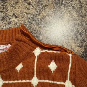 Vintage Sweater Geometric Intarsia Mod Retro 60s Mock Neck Minimalist Preppy M thumbnail 4