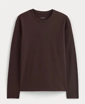 EVERLANE THE SLIM LONG-SLEEVE CREW IN ESSENTIAL COTTON dark chocolate xxl thumbnail 1