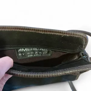 Vintage Black suede crossbody purse with leather‎ trim thumbnail 6