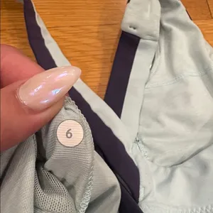 Lululemon Athletica Striped Aqua and Navy Bra thumbnail 4