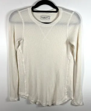 Abercrombie Fitch‎ Soft A&F Cozy Women's Ivory Long Sleeve Tunic Top Women Sz XS thumbnail 1