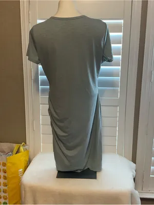 Classic Crewneck Midi Dress in Sage Green thumbnail 3