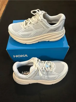 HOKA Clifton white athletic training running lace up shoes sneakers sz 7 new thumbnail 8