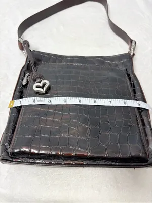 Brighton‎ Vintage Shoulder Bag Brown Leather Croc-Embossed Purse thumbnail 8
