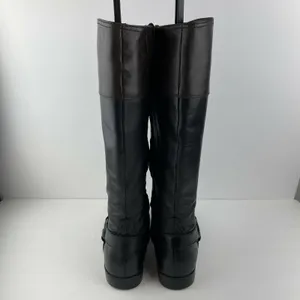 Ralph Lauren Sulita Harness Riding Boots Size 8‎ Black Brown Leather Knee High thumbnail 6