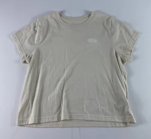 North Face Shirt Womens XL Beige Cream Short Sleeve Crewneck Embroidered Outdoor thumbnail 1