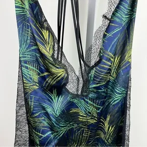 Victoria's Secret Tropical Palm Lace Trim Strappy Slip Chemise L Large thumbnail 5