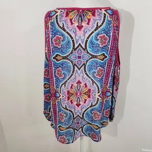 Nicole Miller Pink Paisley Blouse Size Medium Paisley Print Top thumbnail 6