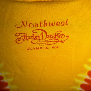 Vintage 2004 Harley Davidson Women’s Large Tshirt Tie Dye Orange Yellow thumbnail 4