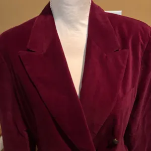Vintage Cambridge Dry‎ Goods Burgundy Velvet Blazer Jacket Women's Size 8 thumbnail 3