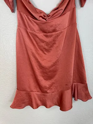 Superdown x Revolve Tammie Off The Shoulder Mini Dress in Rust Satin Large $68 thumbnail 8