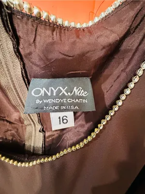 Onyx Nite Brown V-Neck Maxi Dress with Rhinestone Trim thumbnail 6
