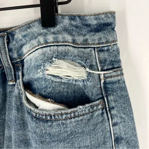 Vervet Super High Rise Beverly Slim‎ Straight Distressed Medium Wash Blue Jeans thumbnail 4