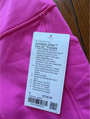 Lululemon Align With Pockets High-Rise 25” Sonic Pink Size 4 NWT thumbnail 4