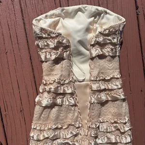 Mori Lee by Madeline Gardner 1/2 tiered ruffle strapless formal corset dress thumbnail 8