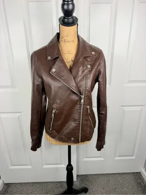 Anthropologie Brown Faux Leather Moto Biker Jacket M NWOT thumbnail 2