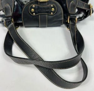 Longchamp Black Patent Leather Dual Handle Satchel Shoulder Bag thumbnail 7