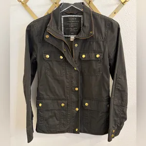 J. Crew Relaxed Boyfriend Field Jacket Olive Green Utility Brass Buttons XS thumbnail 5